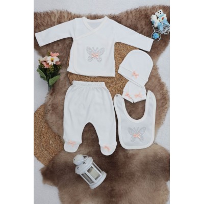 Sema Baby 5 Parça Hastane Çıkışı Zıbın Seti 0-3 Ay - Butterfly-Sema Baby