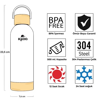 Igloo Hydrate Pro Termos 500ml-BEYAZ-Igloo