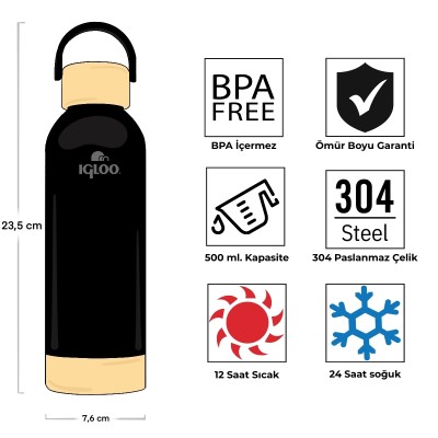 Igloo Hydrate Pro Termos 500ml-SİYAH-Igloo