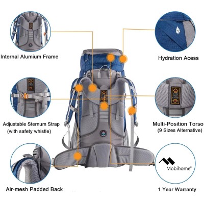 Mobihome Hiking Sırt Çantası 60 Litre-MobiHome Mobihome Hiking Sırt Çantası 60 Litre-MobiHome