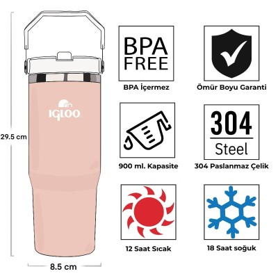 Igloo Powder Termos 900ml-SOMON BEYAZ-Igloo