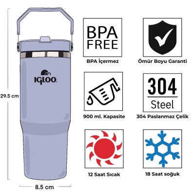 Igloo Powder Termos 900ml-DUMAN MAVİ