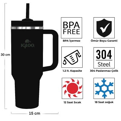 Igloo Stadler Thermo-Mug 1.2 Litre-SİYAH-Igloo