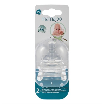 Mamajoo %0 BPA Silikon Biberon Emziği İkili L No.3 12 ay+-Mamajoo Mamajoo %0 BPA Silikon Biberon Emziği İkili L No.3 12 ay+-Mamajoo