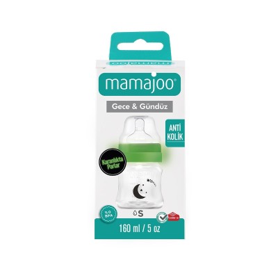 Mamajoo Gece & Gündüz Biberonu 160 ml & Anti-Kolik Biberon Emziği No:1 / S-Mamajoo Mamajoo Gece & Gündüz Biberonu 160 ml & Anti-Kolik Biberon Emziği No:1 / S-Mamajoo