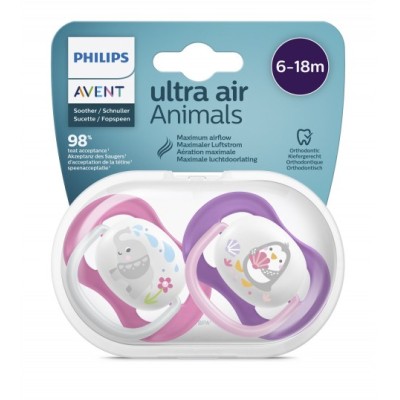 Philips Avent Ultra Air Animals 2li Desenli Emzik 6-18 Ay - Kız-Philips Avent Philips Avent Ultra Air Animals 2li Desenli Emzik 6-18 Ay - Kız-Philips Avent