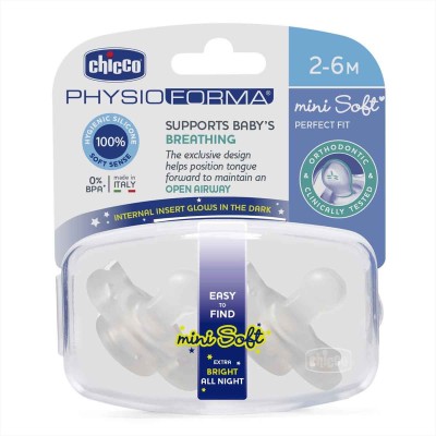 Chicco Gece Parlayan PhysioForma Mini Soft 2'li Emzik 2-6 Ay-Chicco Chicco Gece Parlayan PhysioForma Mini Soft 2'li Emzik 2-6 Ay-Chicco
