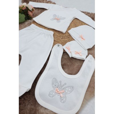 Sema Baby 5 Parça Hastane Çıkışı Zıbın Seti 0-3 Ay - Butterfly-Sema Baby